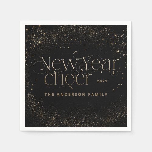 New year elegant Art Deco typography black gold Napkins