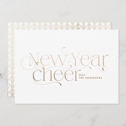 New year elegant Art Deco typography gold chic Holiday Card