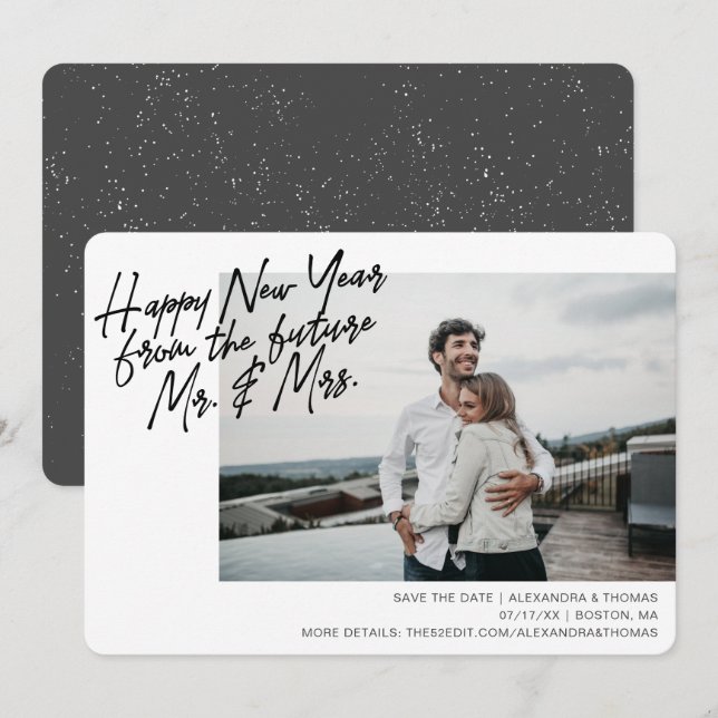 New Year Engagement Save The Date Holiday Card (Front/Back)