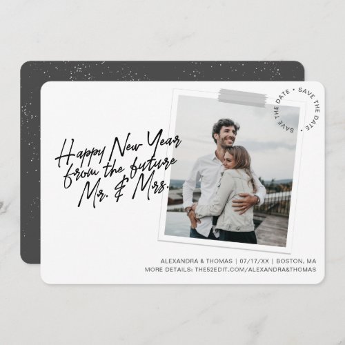 New Year Engagement Save The Date Photo Holiday Card