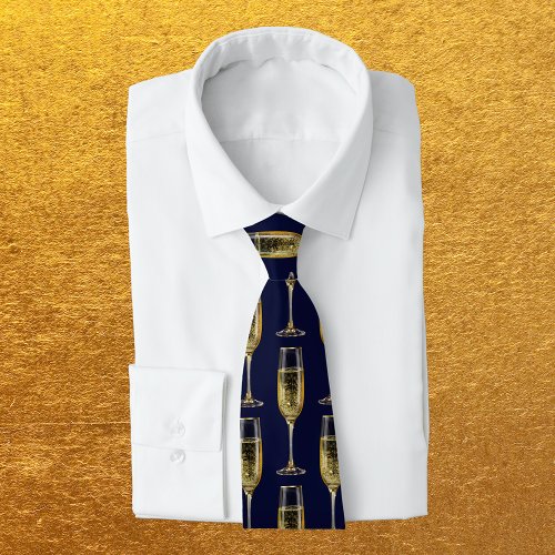 New Year Eve Celebrate Champagne Party Neck Tie