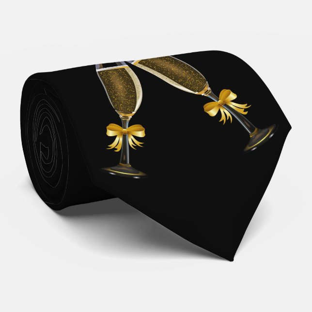 New Year Eve Celebrate Champagne Party Neck Tie (Rolled)