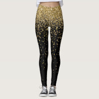 Smile Sparkle Shine Black Gold Ladies Leggings