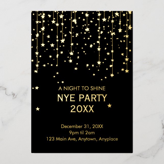 New Year Eve Party Foil Invitation (Front)