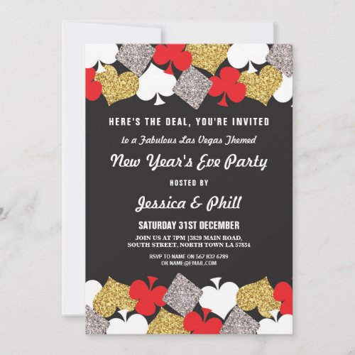New Year Eve Party Las Vegas Casino Glitter Invite