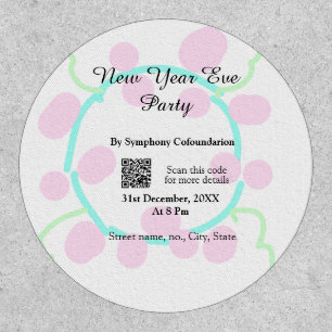 New year eve party scan QR RSVP name pink blue Patch