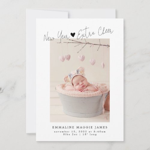 New Year Extra Cheer Holiday Birth Announcement