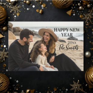New year Family Photo elegant  typography modern  Holiday Card