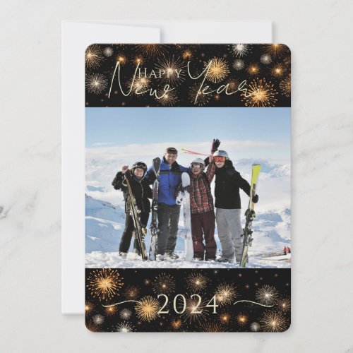 New Year Family Single Photo Holiday Card