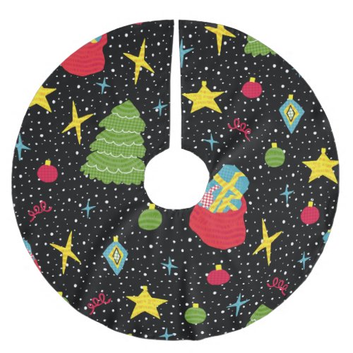 New Year Festive Colorful Seamless Brushed Polyester Tree Skirt