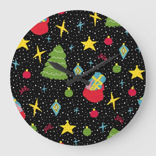 New Year Festive Colorful Seamless Large Clock
