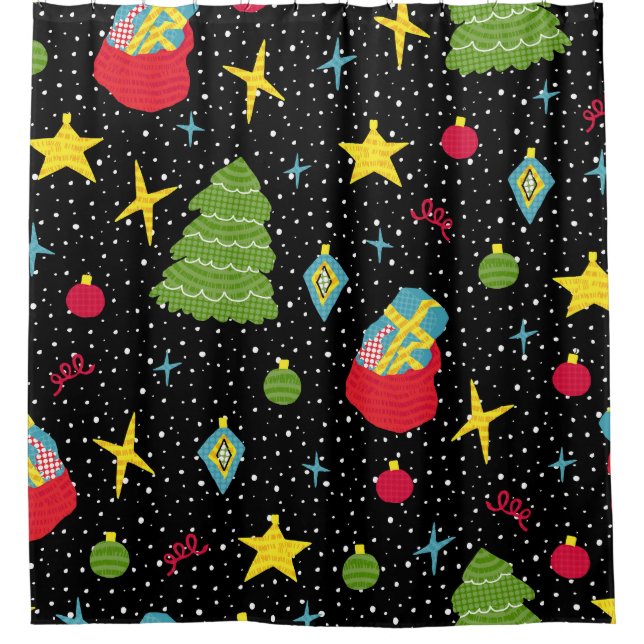 New Year Festive: Colorful Seamless. Shower Curtain (Front)