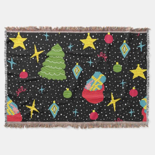 New Year Festive Colorful Seamless Throw Blanket