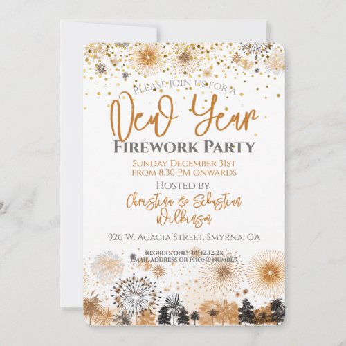 New Year Firework Party Invitation