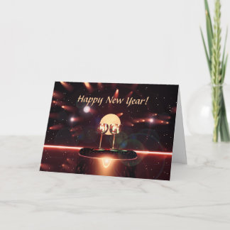 New Year Fireworks and Champagne Holiday Card
