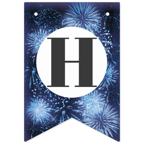 New Year fireworks blue black festive party Bunting Flags