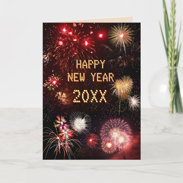 New Year Fireworks (customizable) Holiday Card (Front)