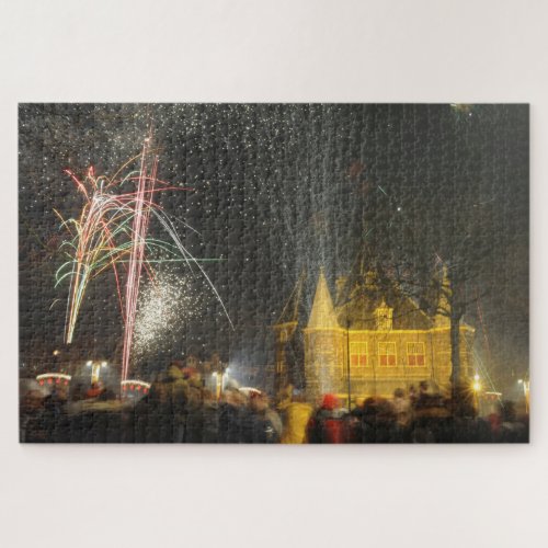 New Year fireworks in and around the Nieuwmarkt in Jigsaw Puzzle