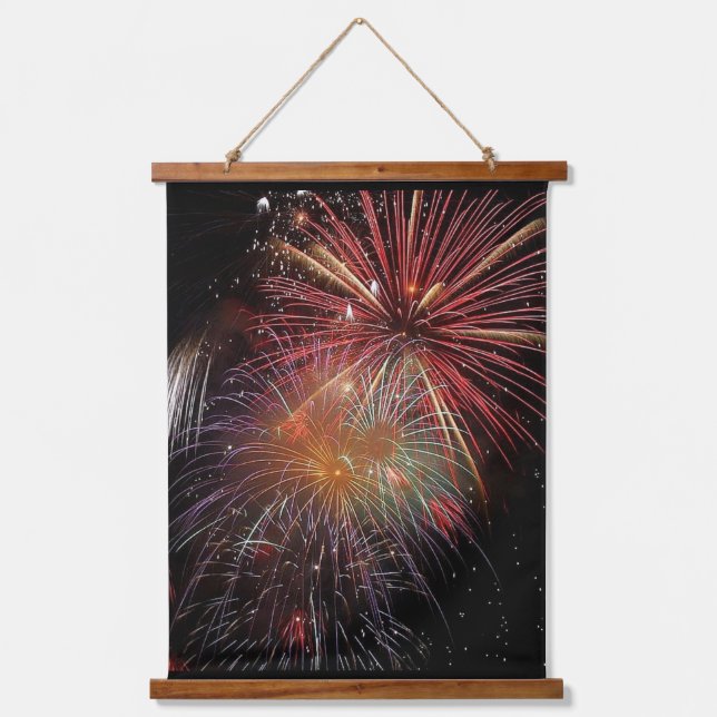 New Year Fireworks Sparkles  Hanging Tapestry (Front)