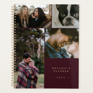 New Year Five Photo Elegant Photo Collage Burgundy Planner