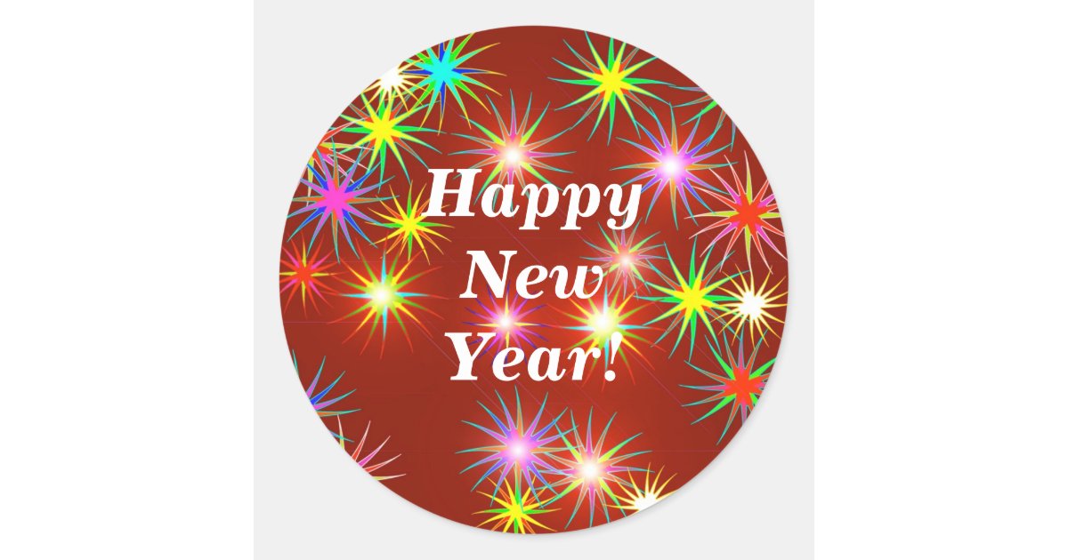 2024 happy new year,gold metallic sparkles classic round sticker