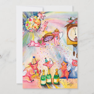 New Year Flying Pigs Invitation