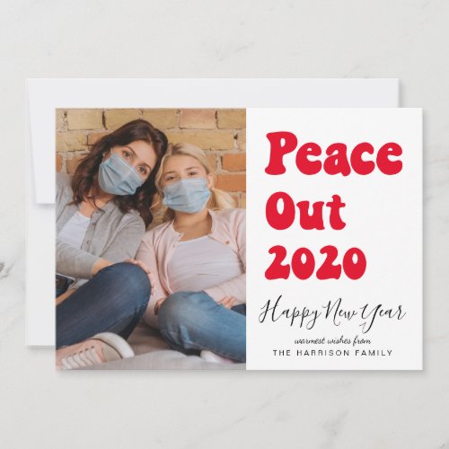 New Year Fun Peace Out 2020 Photo Holiday Card