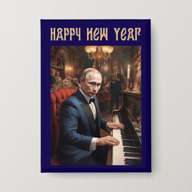 New Year Funny Vladimir Putin Russian Button (Front)