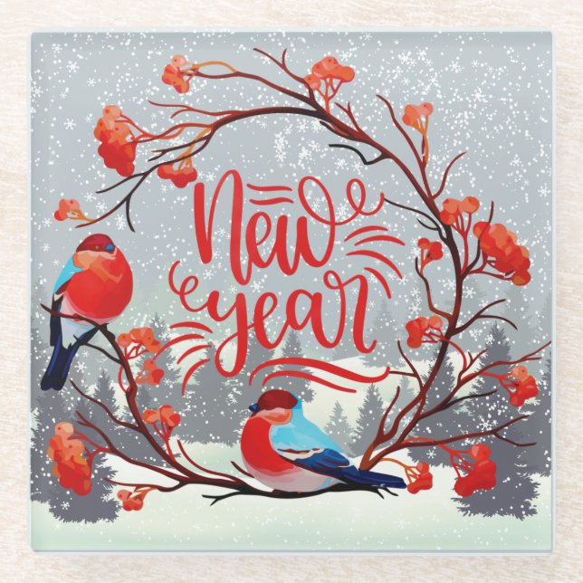 New Year Glass Coaster (Front)