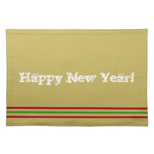 New Year Gold Red Green Stripes Cloth Placemat