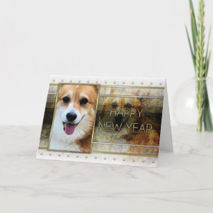 New Year - Golden Elegance - Corgi - Owen Holiday Card