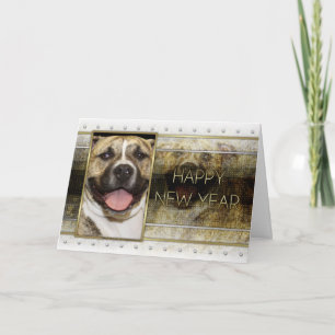 New Year - Golden Elegance - Pitbull Tigger Holiday Card
