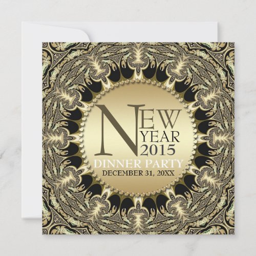 New Year Golden Sun Tribal Funky Party Invitations