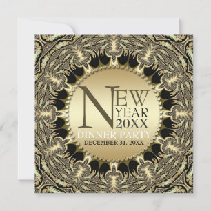 New Year Golden Sun Tribal Funky Party Invitations