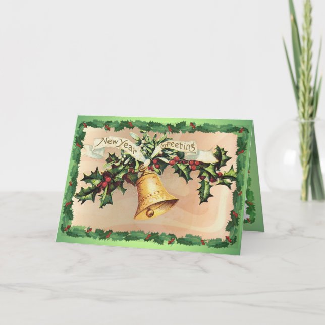 NEW YEAR GREETINGS by SHARON SHARPE Holiday Card (Front)