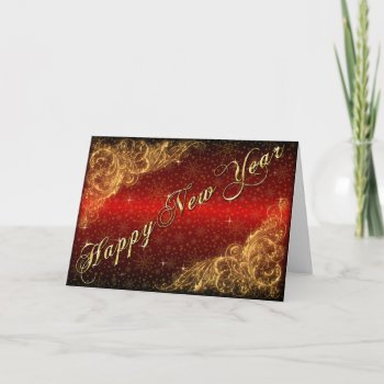 New Year Greetings With Florish And Sparkle Holiday Card by Zhannzabar at Zazzle