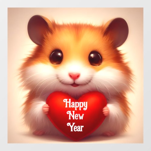 New Year Hamster Window Cling