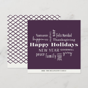 New Year Holiday Many Greetings Eggplant Card