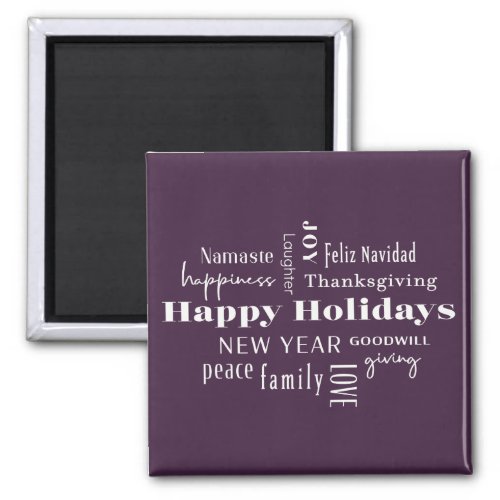 New Year Holiday Many Greetings Eggplant Magnet