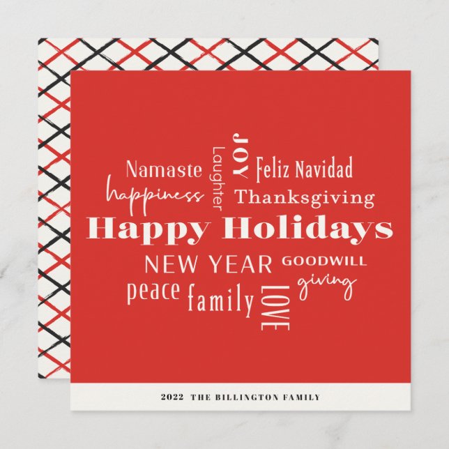 New Year Holiday Many Greetings Red Square (Front/Back)