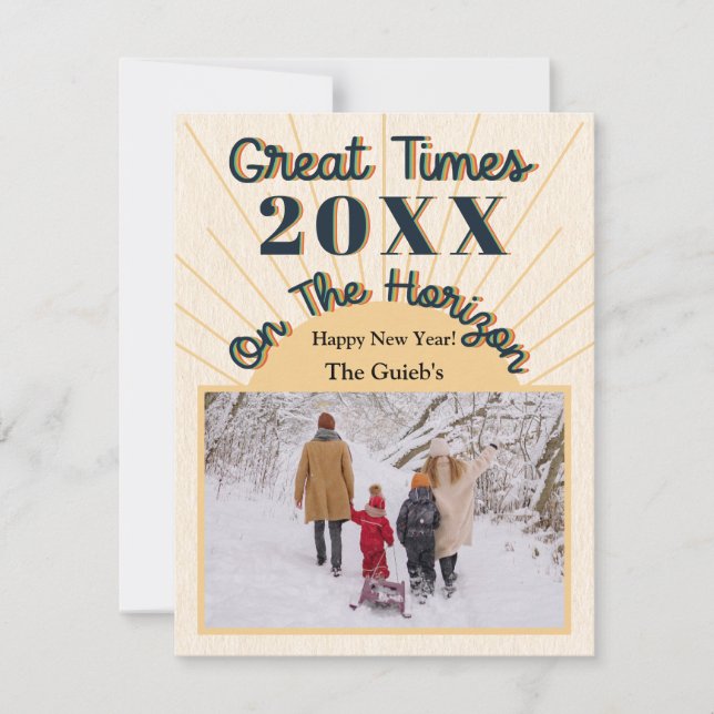 New Year Horizon Celebration Design Cream Holiday Card (Front)