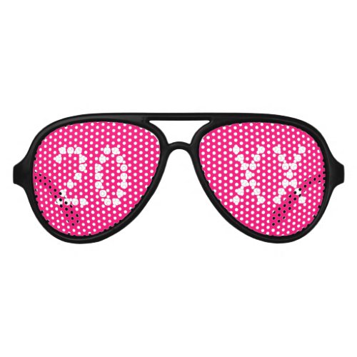 New Year hot pink custom number year cool party Aviator Sunglasses