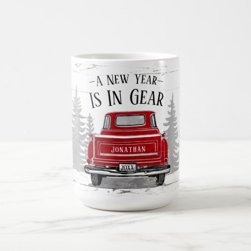 New Year In Gear Quote Vintage Red Truck Name Coffee Mug