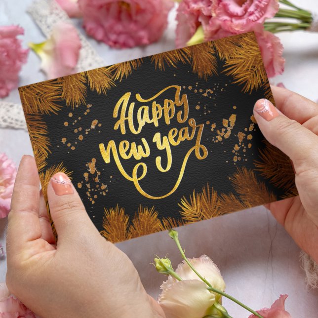 New Year Invitation Pine Gold Company Party (Creator Uploaded)