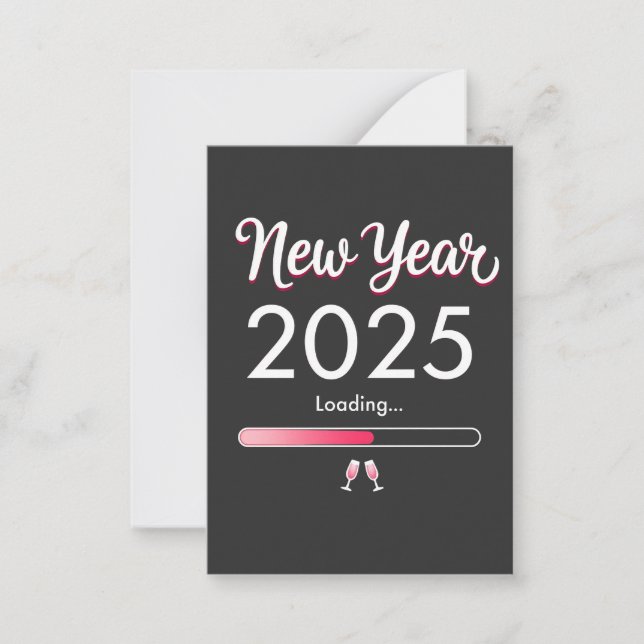 New Year Loading 2025 Happy New Year Xmas  Note Card (Front)
