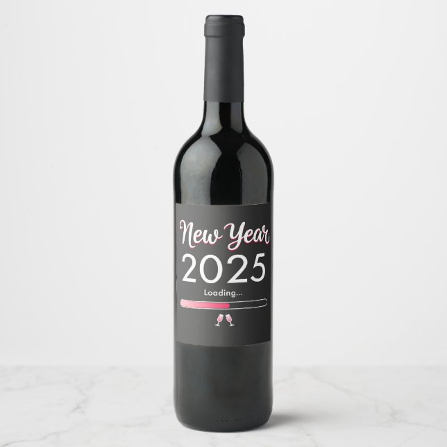 New Year Loading 2025 Happy New Year Xmas  Wine Label (Front)