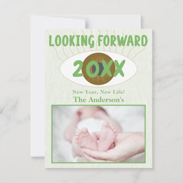 New Year Looking Forward Family Celebration Green Holiday Card (Front)