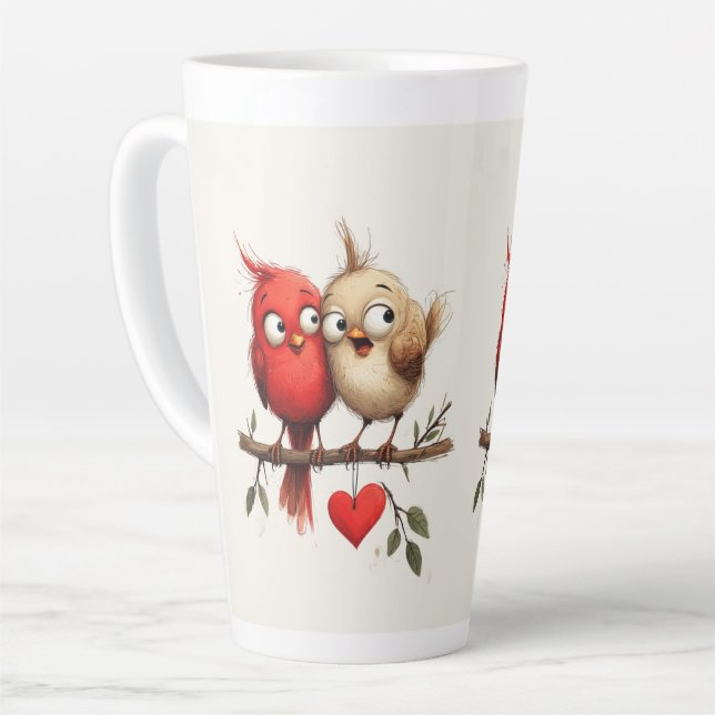 New Year, Love, Birds Latte Mug (Left Angle)