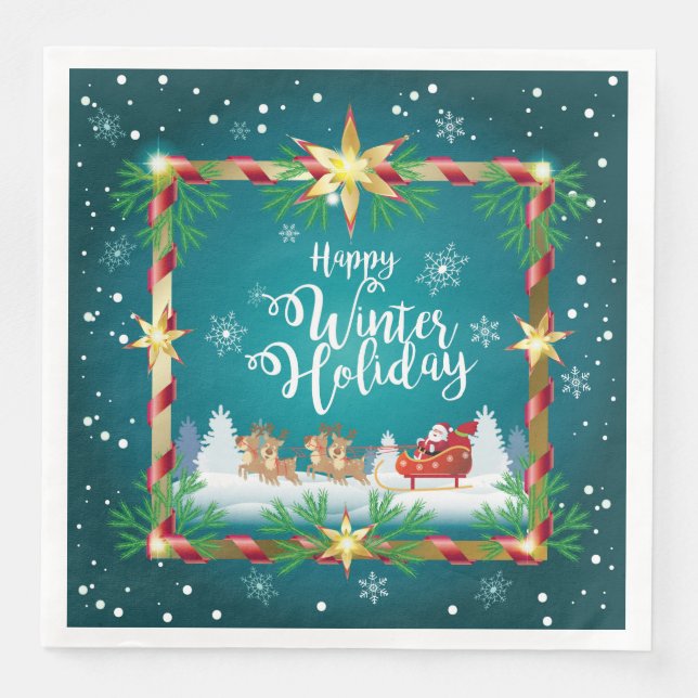 New Year & Merry Christmas Holiday Event Paper Dinner Napkins (Front)