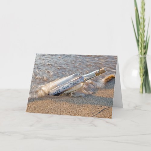 New Year Message in a Bottle Holiday Card